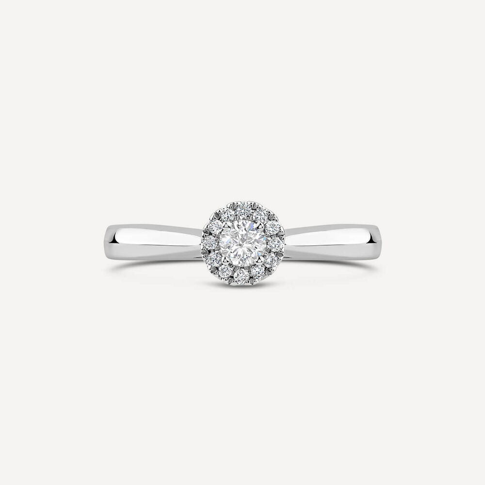 9ct White Gold 0.10ct Classic Halo Diamond Ring