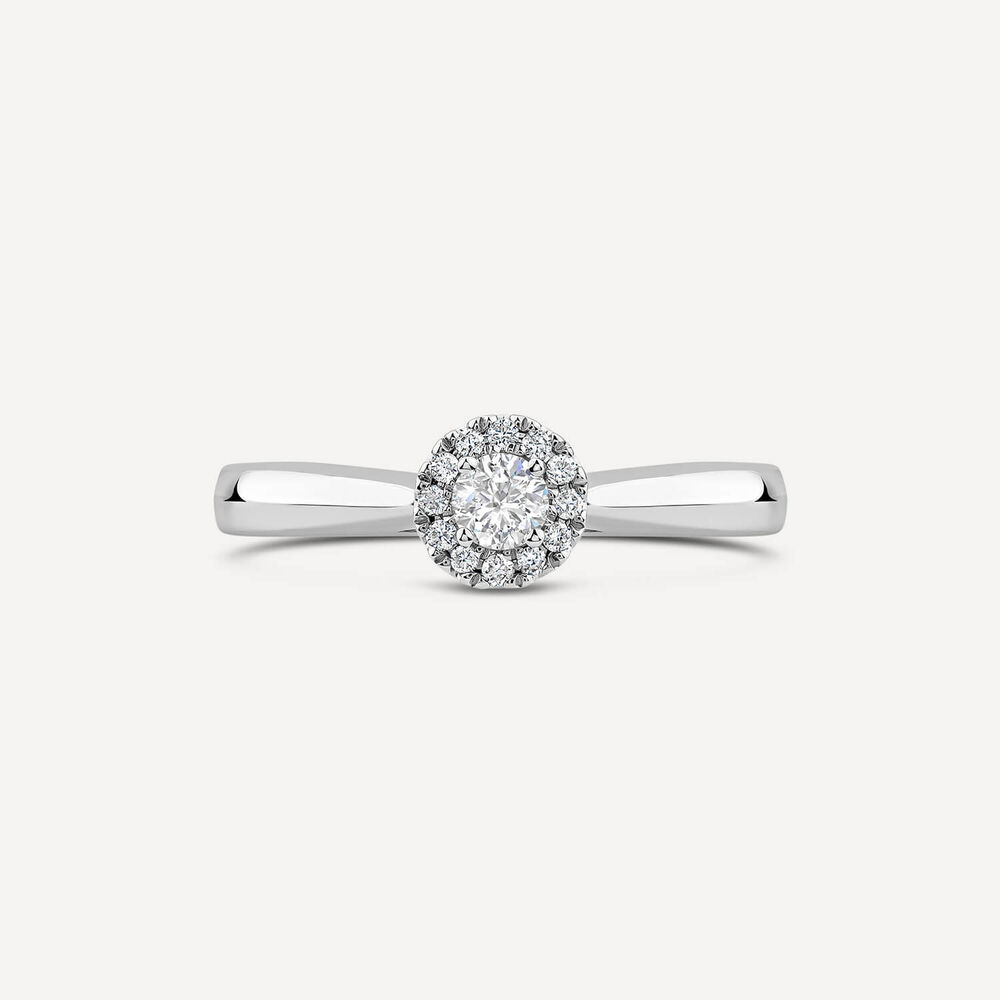 9ct White Gold 0.10ct Classic Halo Diamond Ring image number 1