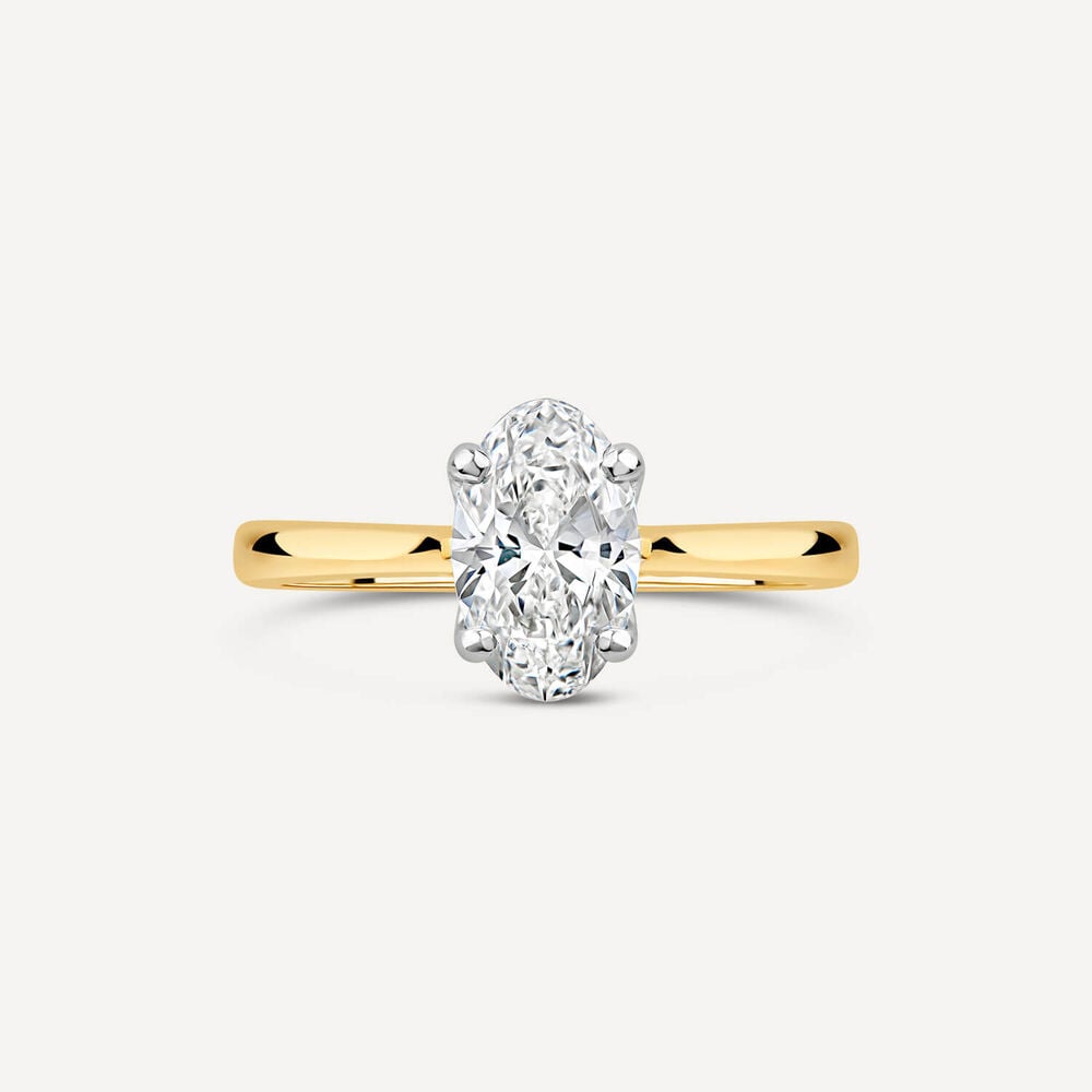 Born 18ct Yellow Gold Lab Grown 1.20ct Solitaire Oval Diamond Ring image number 2