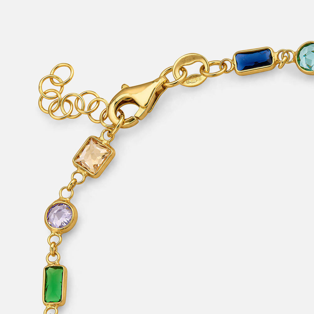 Yellow Gold Plated Sterling Silver Multi Shape & Colour Cubic Zirconia Bracelet