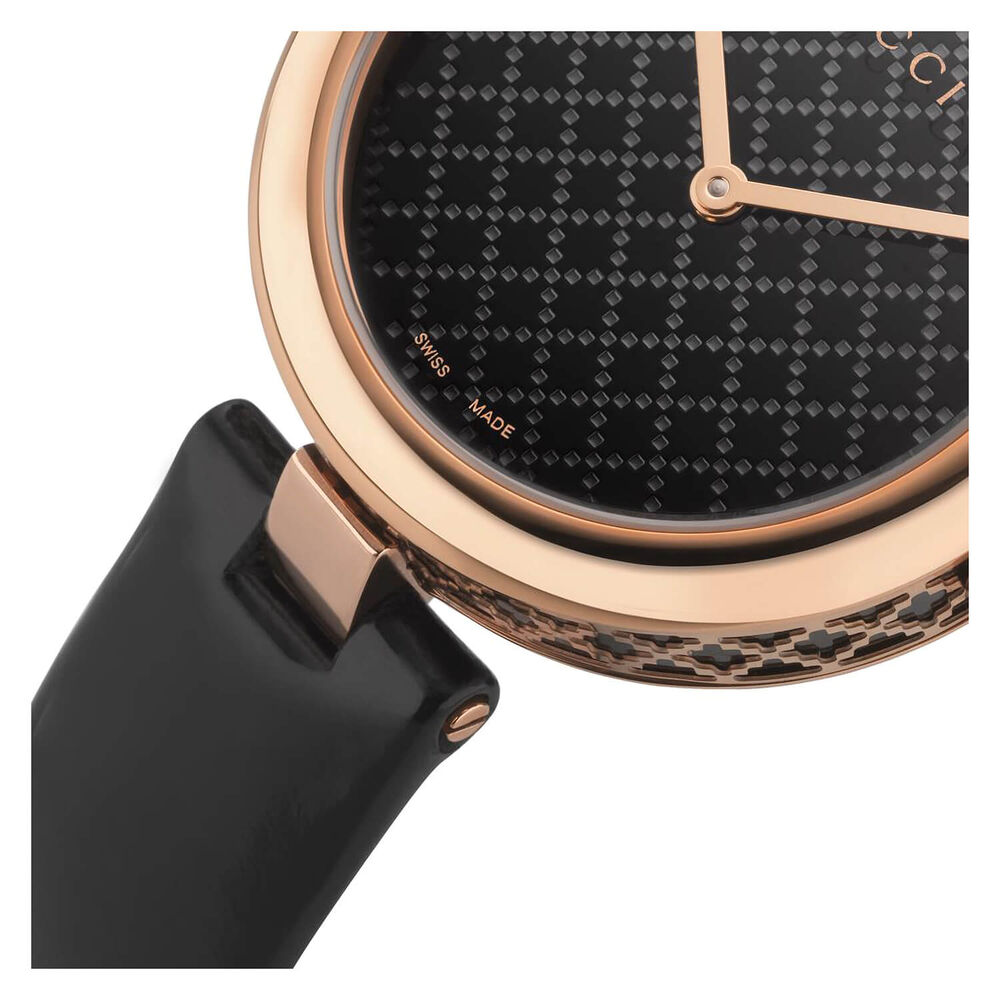 Gucci Diamantissima Ladies' Rose Gold-tone and Black Leather Strap Watch image number 3