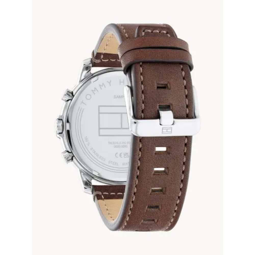 Tommy Hilfiger 46mm Cream Dial Brown Bezel Brown Leather Strap Watch image number 2