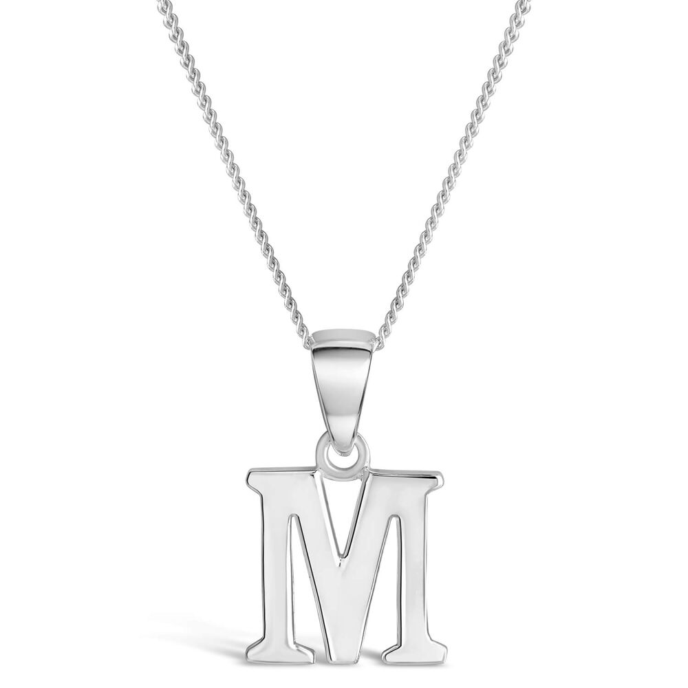 Sterling Silver Block Initial M Pendant image number 0