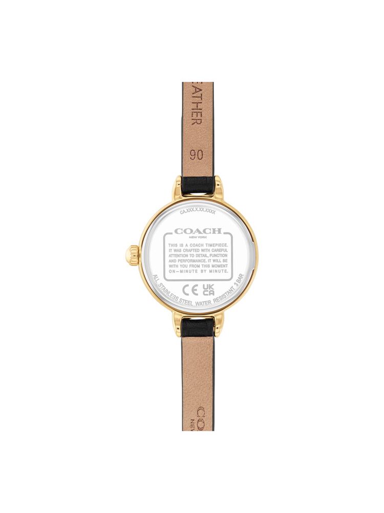 Coach Iris 22mm White Dial Black Leather Strap Watch