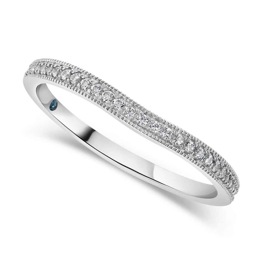 Kathy de Stafford 18ct White Gold Milgrain Dip Ring 0.11ct