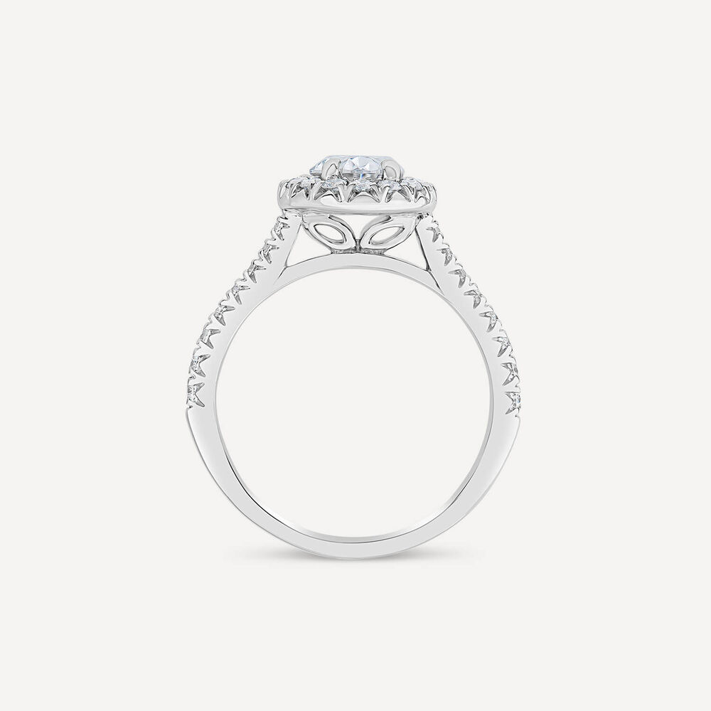 Born Platinum Lab Grown 1.61ct Oval Halo & Diamond Sides Ring