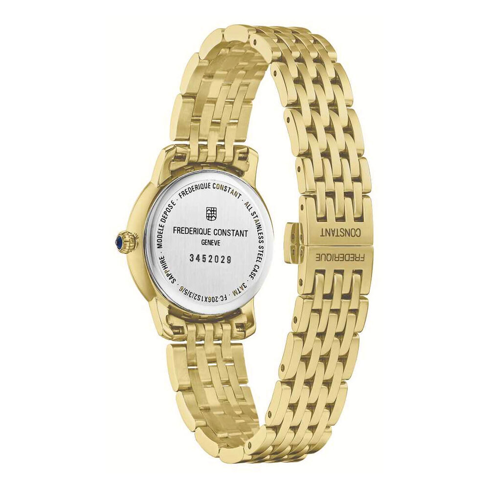 Frederique Constant Slimline 30mm MOP Dial Gold Toned Steel Bracelet Watch image number 2
