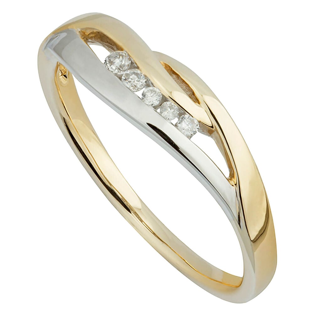 Ladies 9ct Yellow and White Gold Diamond Dress Ring image number 0