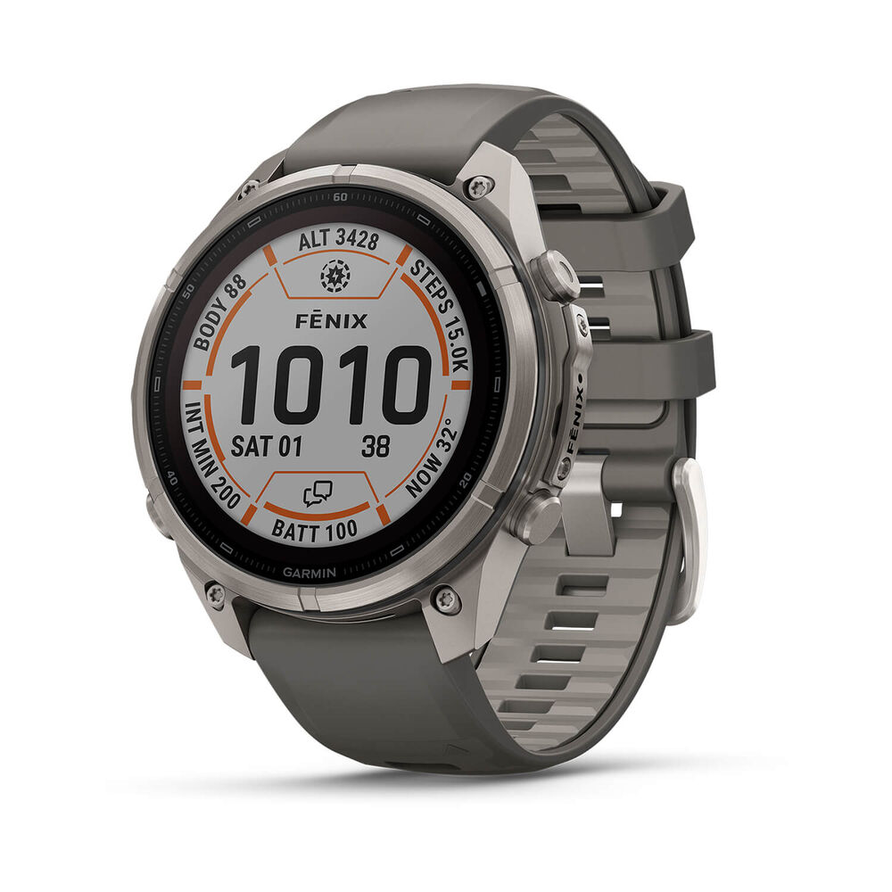Garmin fenix 9 Pro Solar 47mm Titanium Pebble Grey Silicone Strap Watch