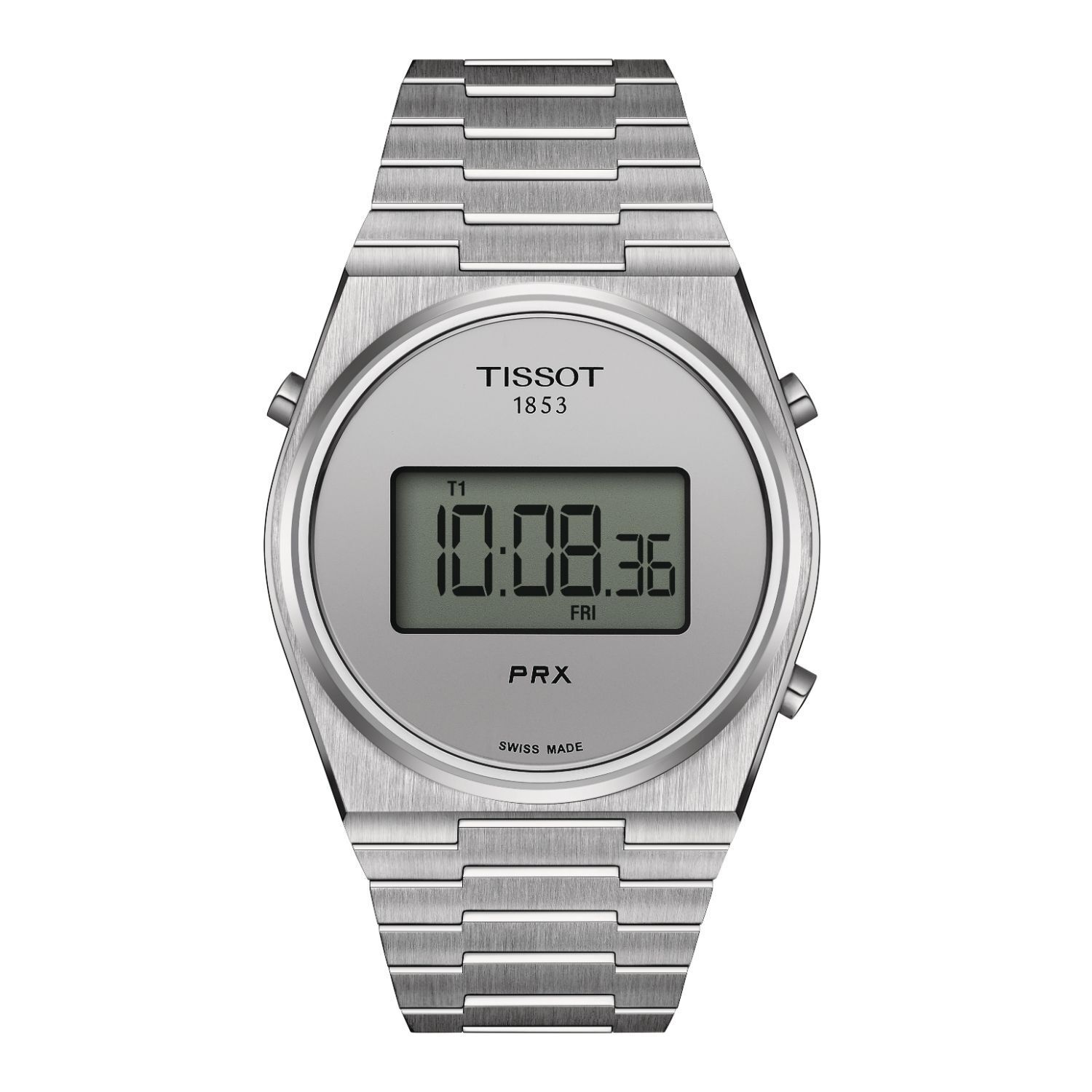 Stainless steel shop case digital watch