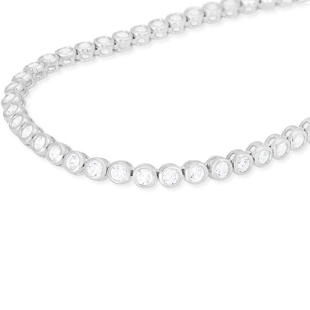 Ladies Sterling Silver Cubic Zirconia Tennis Necklace image number 1