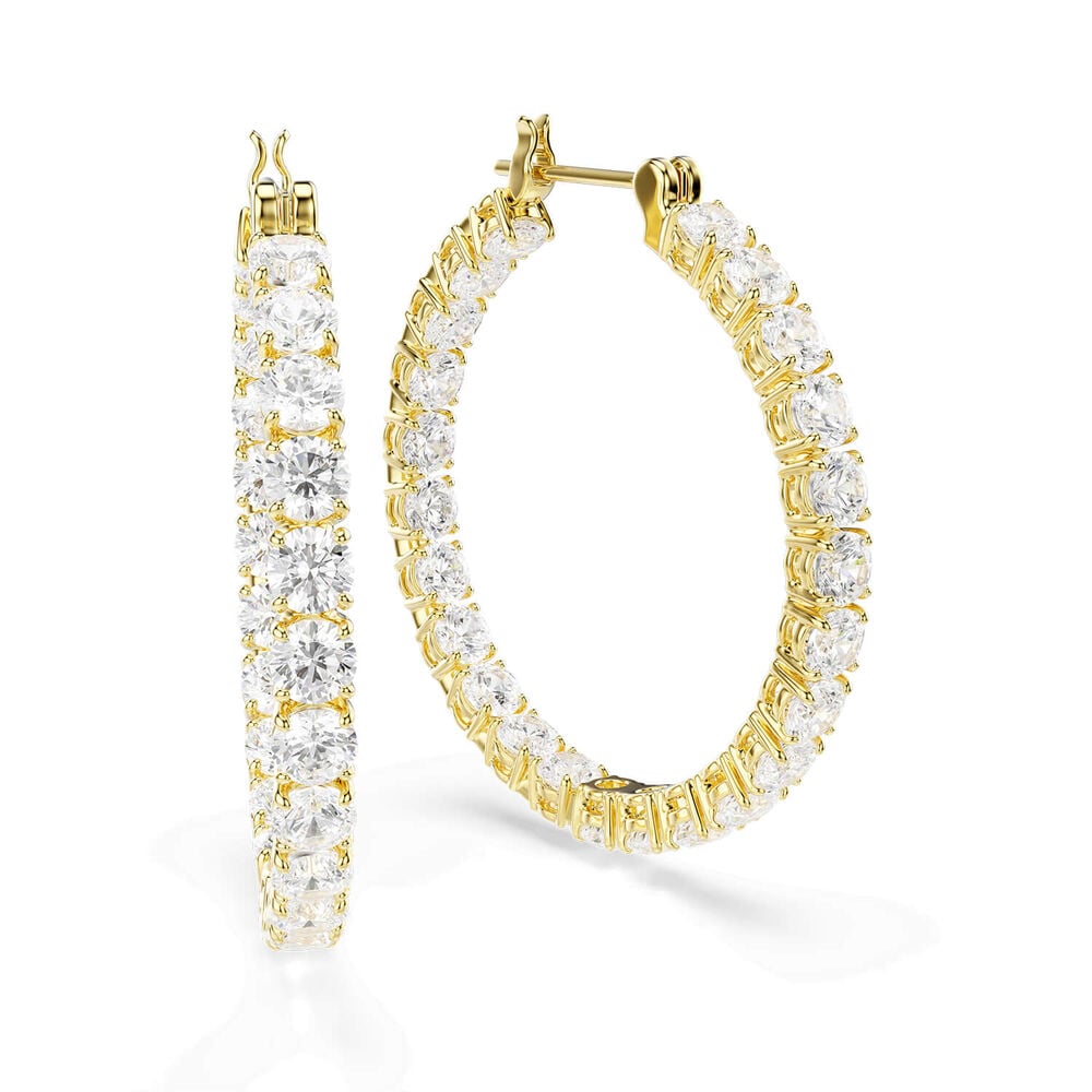 Swarovski Matrix Cubic Zirconia 18ct Yellow Gold Finished Hoop Earrings