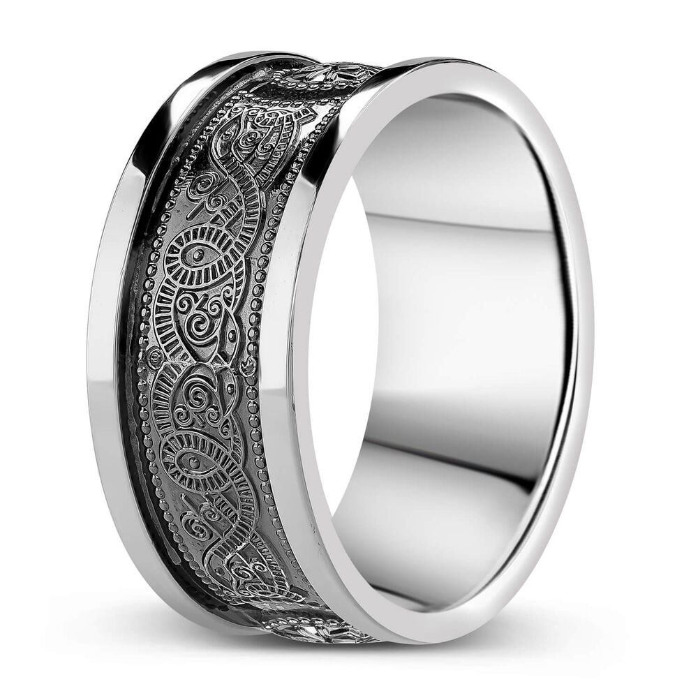 Sterling Silver Gents Arda 10.8mm Flat Band image number 6
