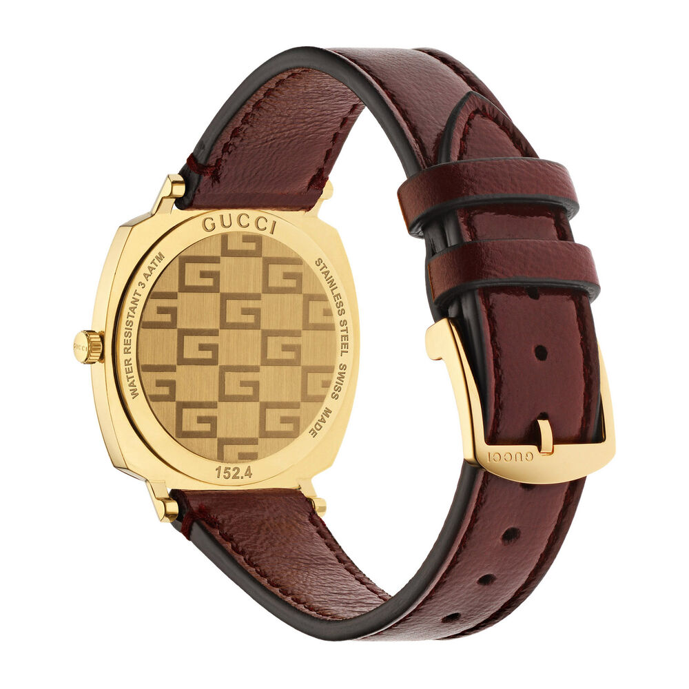 Gucci Grip GG Yellow Gold PVD Bordeaux Leather 35mm Watch image number 1