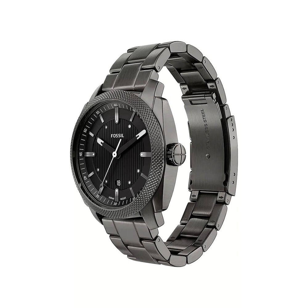 Fossil Machine 41mm Black Dial Smoke Steel Bracelet Watch