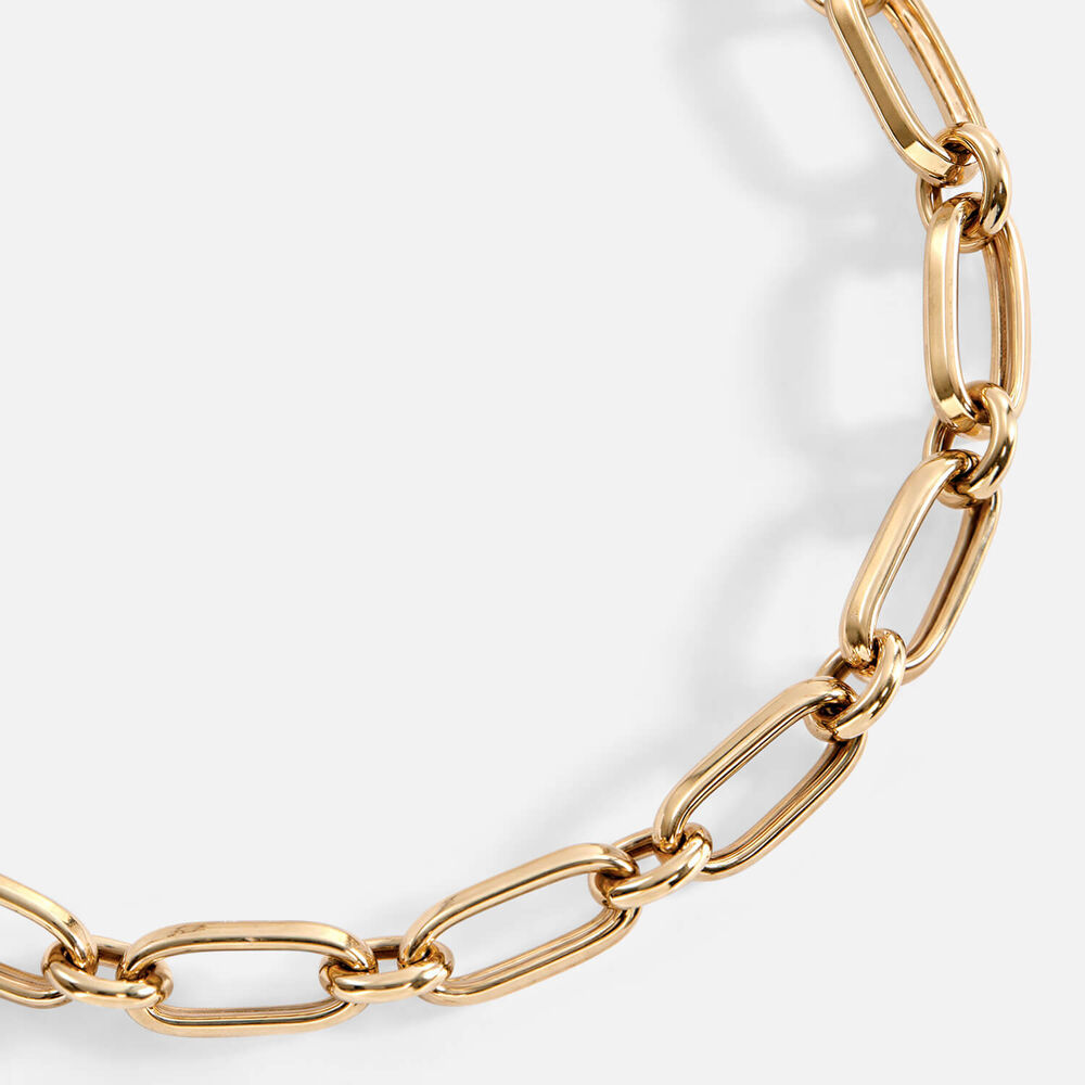 9ct Yellow Gold Oval & Round Link Chain Bracelet