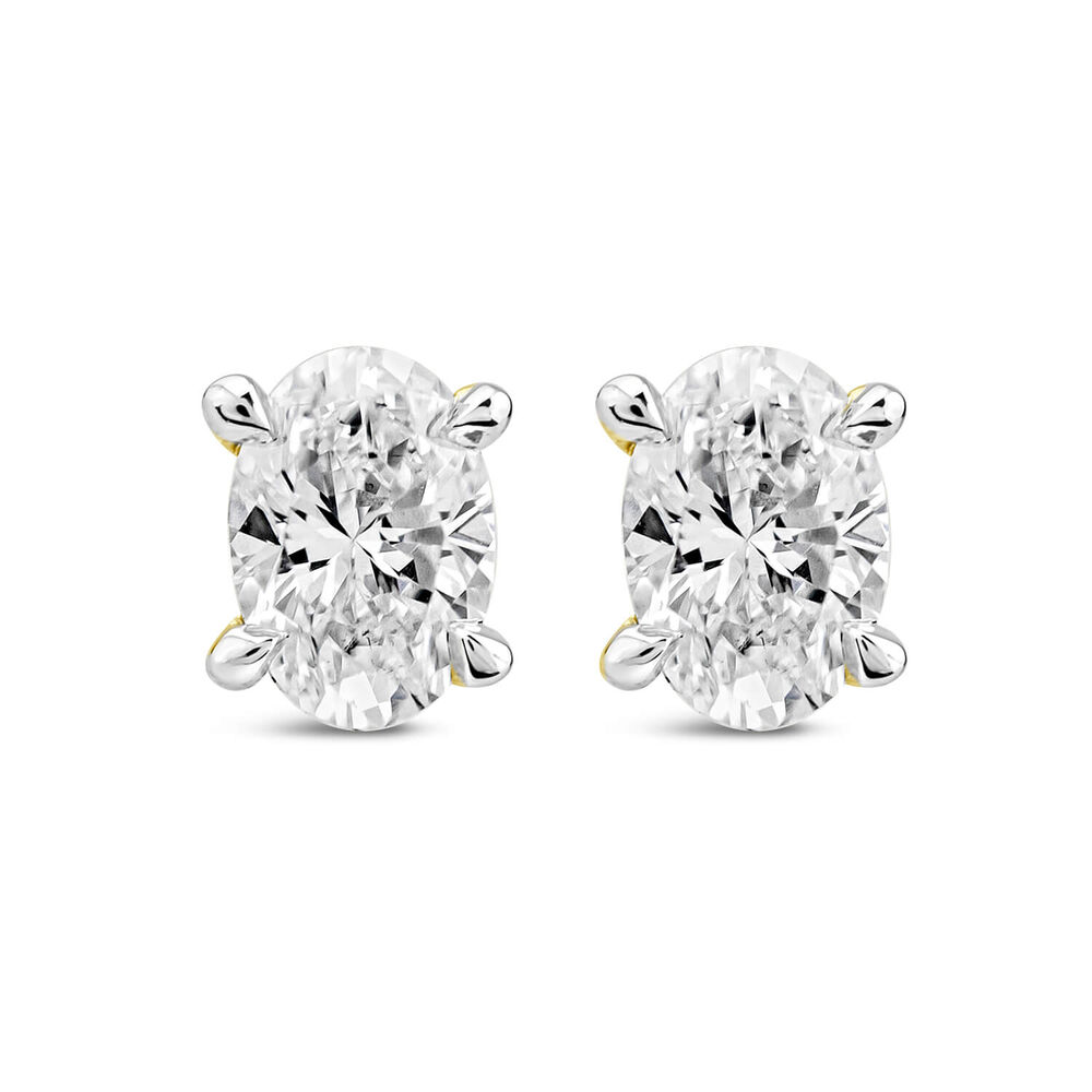 18ct Yellow Gold Lab Grown 0.40ct Diamond Oval Stud Earrings