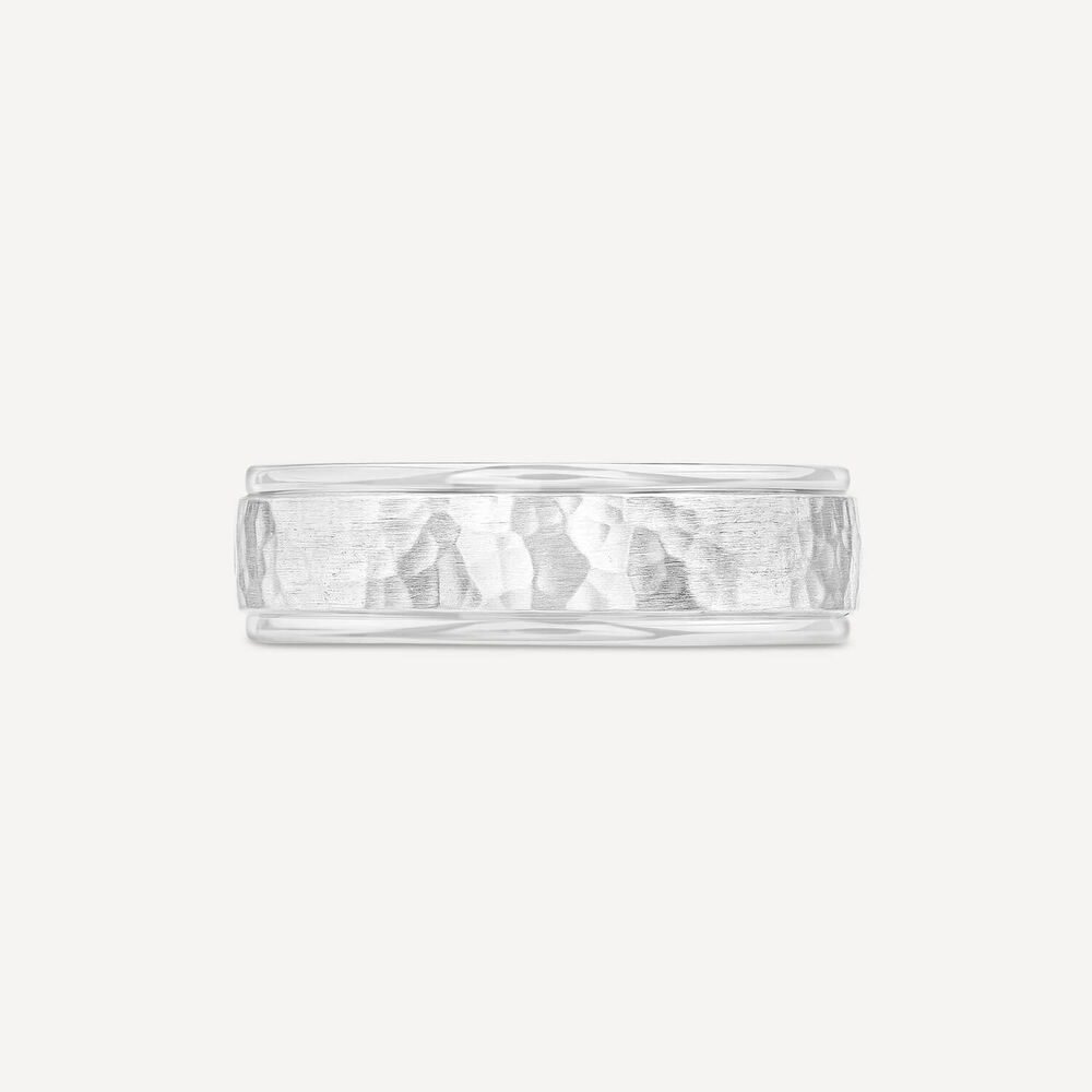 Platinum 6mm Hammered Effect Men's Wedding Ring image number 1