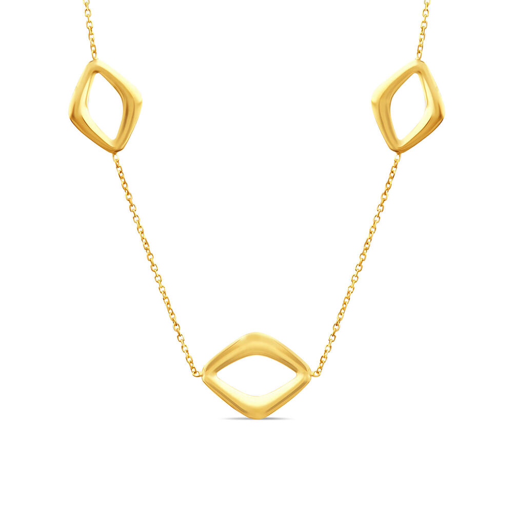 9ct Yellow Gold Open Polished Graduated Diamond Shape Necklet