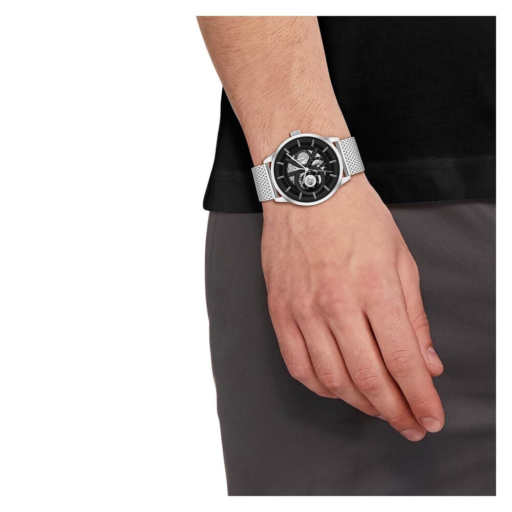 Calvin Klein Architectural 43mm Black Skeleton Dial Mesh Bracelet Watch image number 3