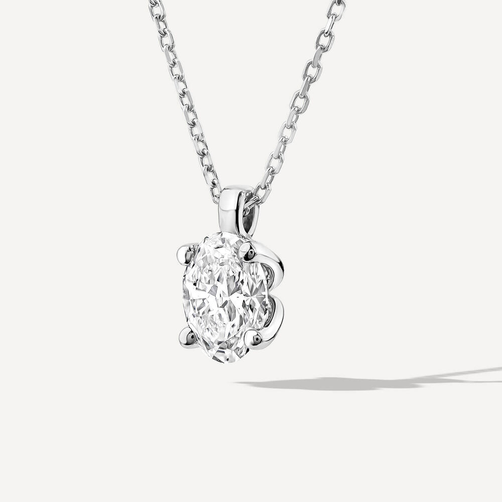 Born 9ct White Gold Lab Grown 0.50ct Diamond Oval Pendant