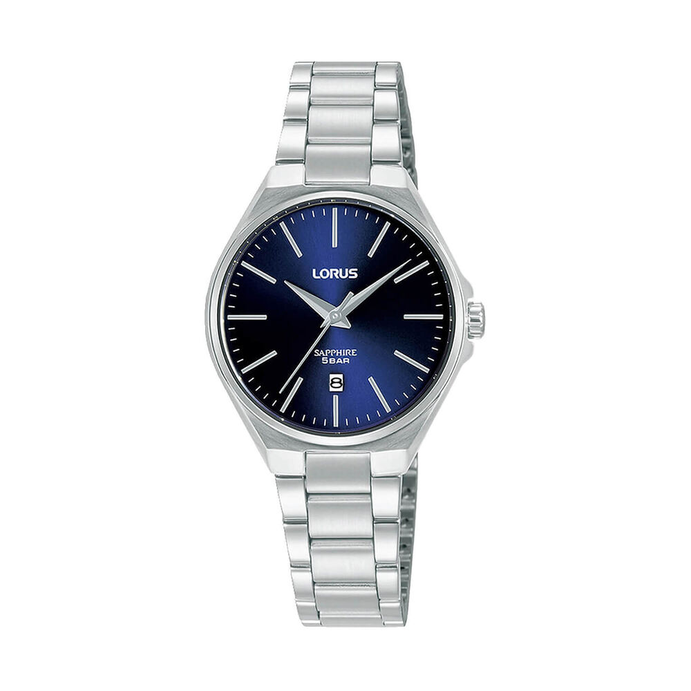 Lorus Quartz Ladies 28mm Blue Dial Steel Bracelet Watch image number 0