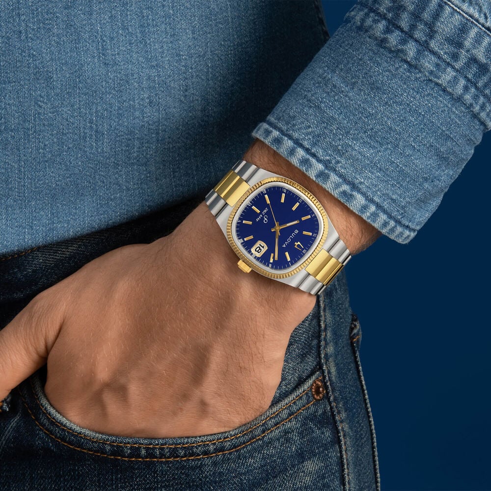 Bulova Super Seville 38mm Blue Dial Two Tone Steel Bracelet Watch