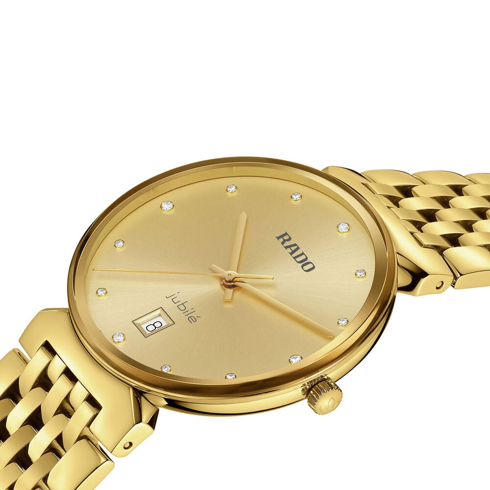 Rado Florence 38mm Yellow Gold Dial Diamond Dot Bracelet Watch