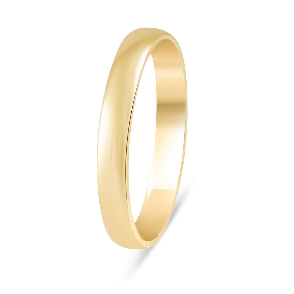 9ct Gold Polished 3mm D Shape Wedding Ring image number 3