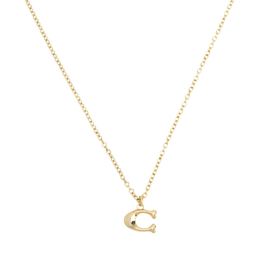 Coach Gold Tone Brass Signature C Starter Necklace