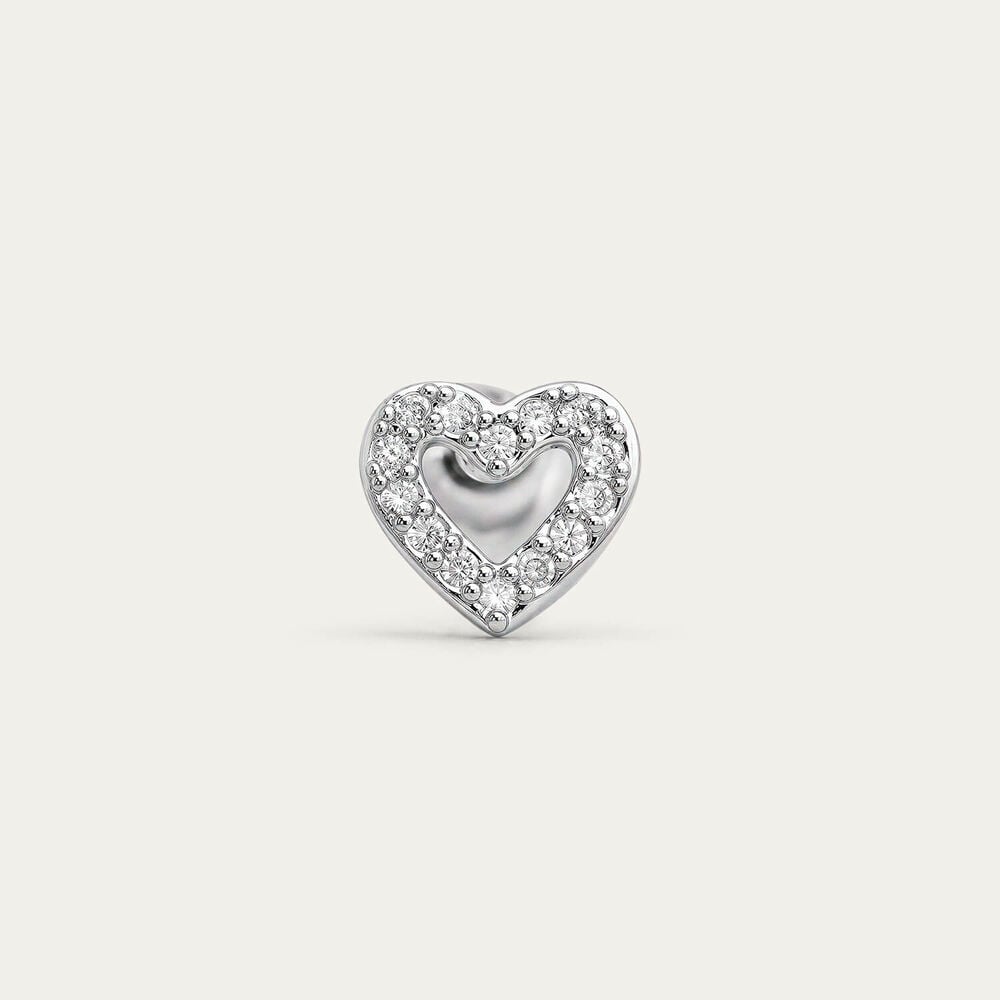 Sterling Silver Cubic Zirconia Open Heart Single Stud Earring