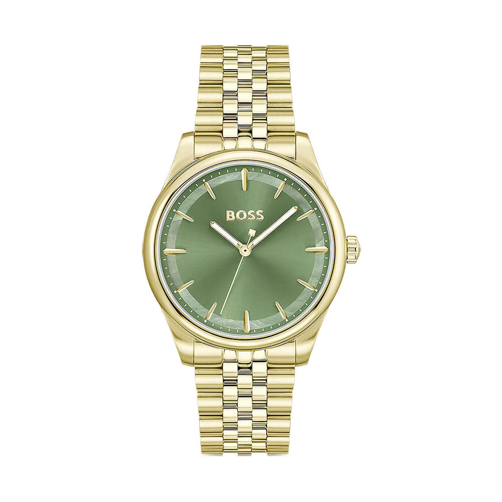 BOSS Graceful 36mm Green Dial Gold Tone Steel Bracelet Watch image number 0