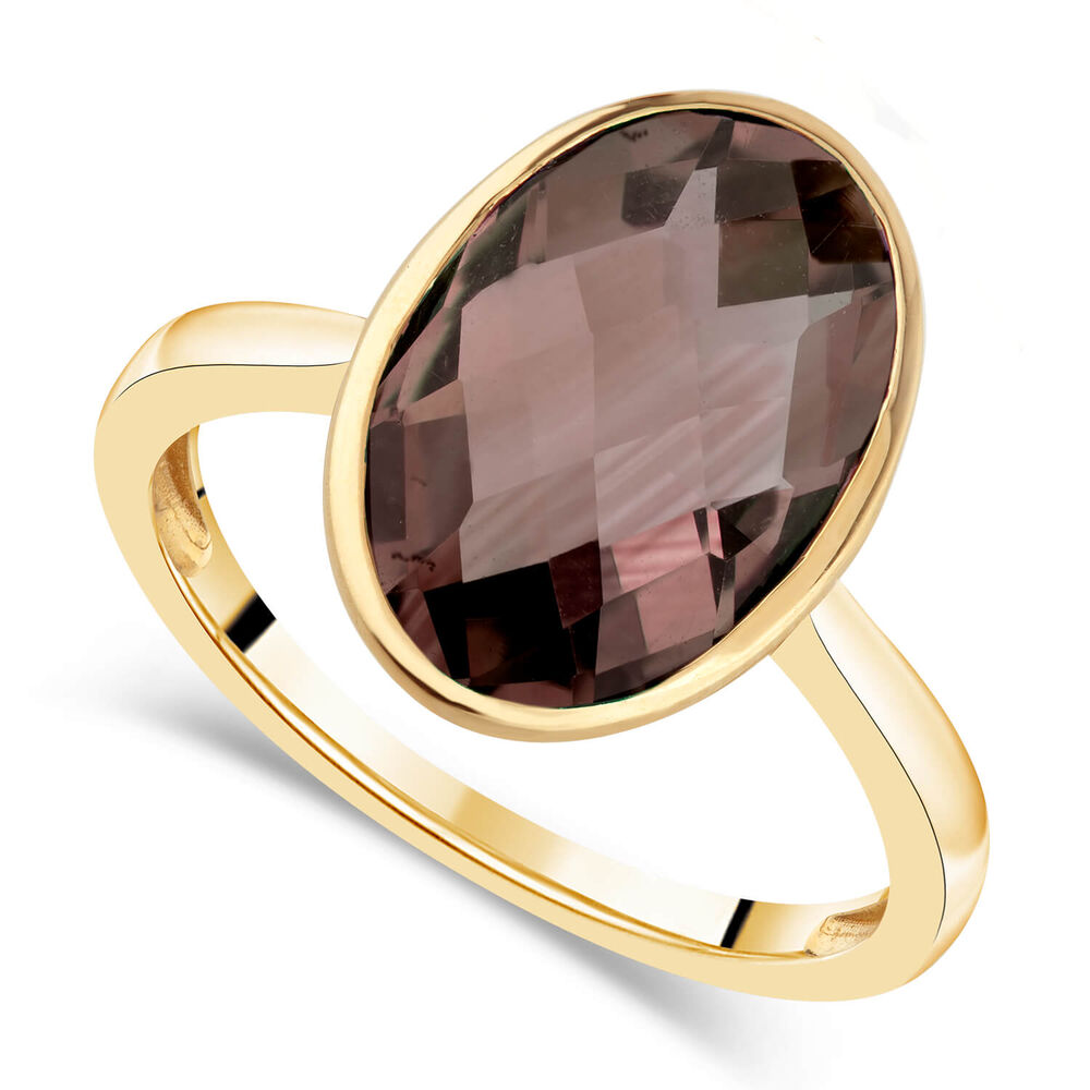 Ladies' 9ct Yellow Gold Oval Smokey Quartz Ring image number 0