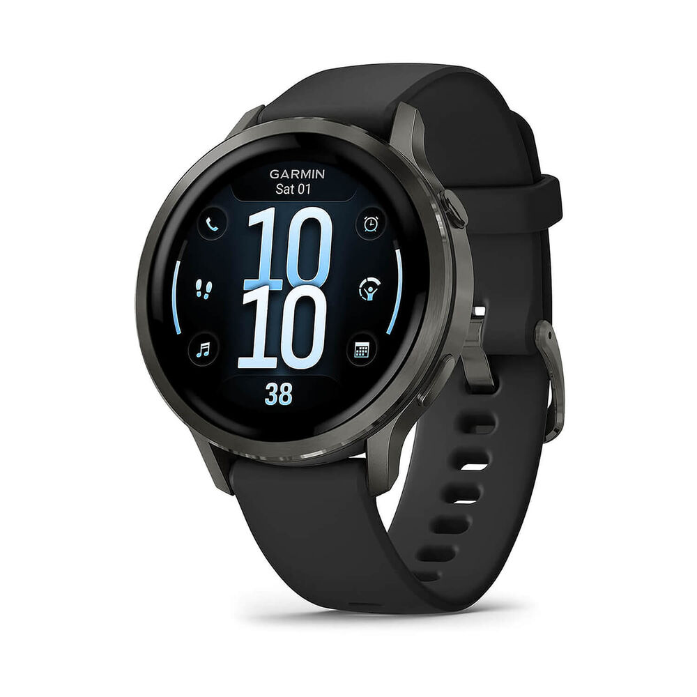Garmin Venu 4 41mm Slate Bezel Black Silicone Strap Watch image number 0