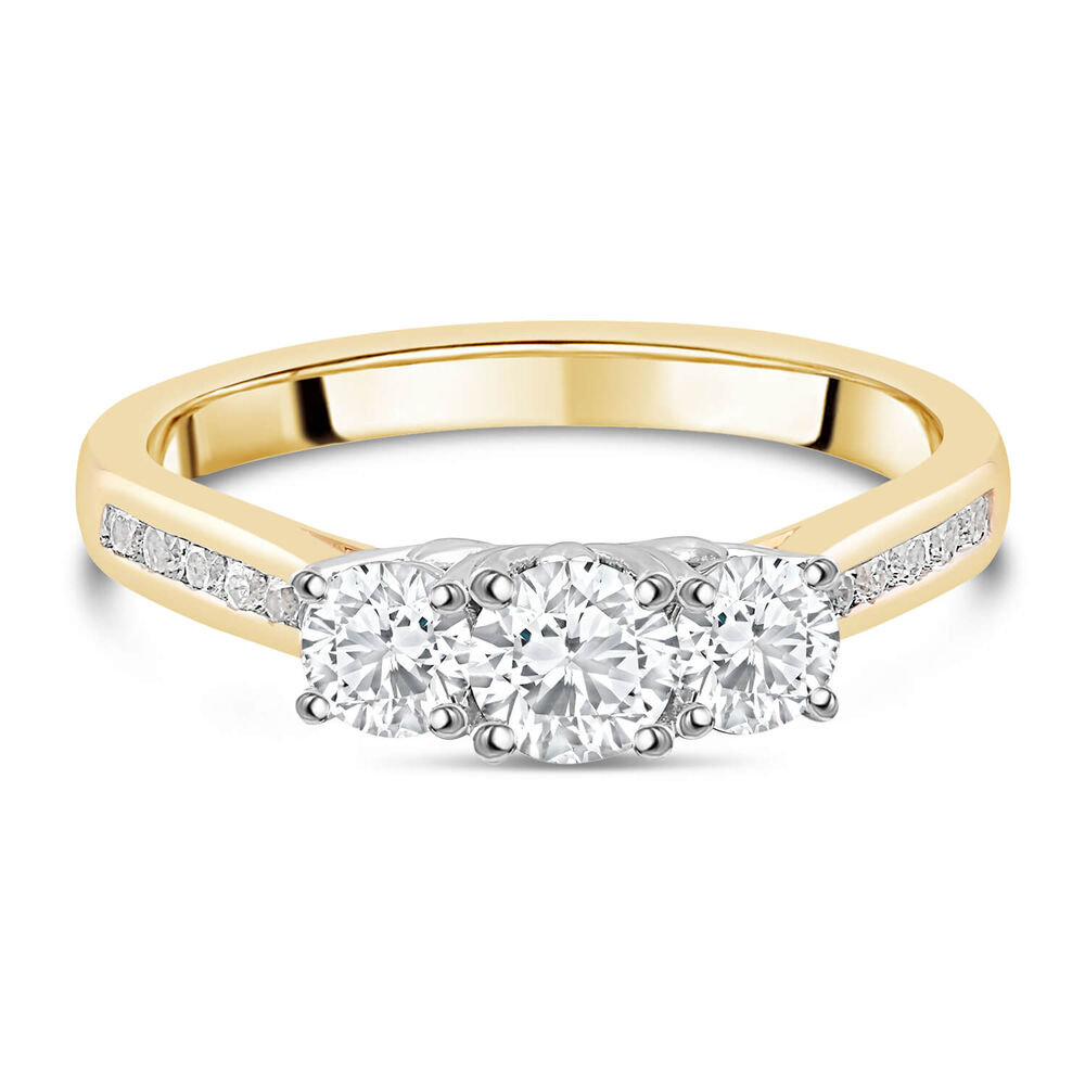 18ct Yellow Gold 0.75ct Trilogy Diamond Tulip Setting Ring
