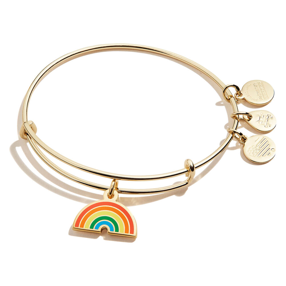 Alex and Ani Gold Plated Rainbow Charm Bangle image number 0