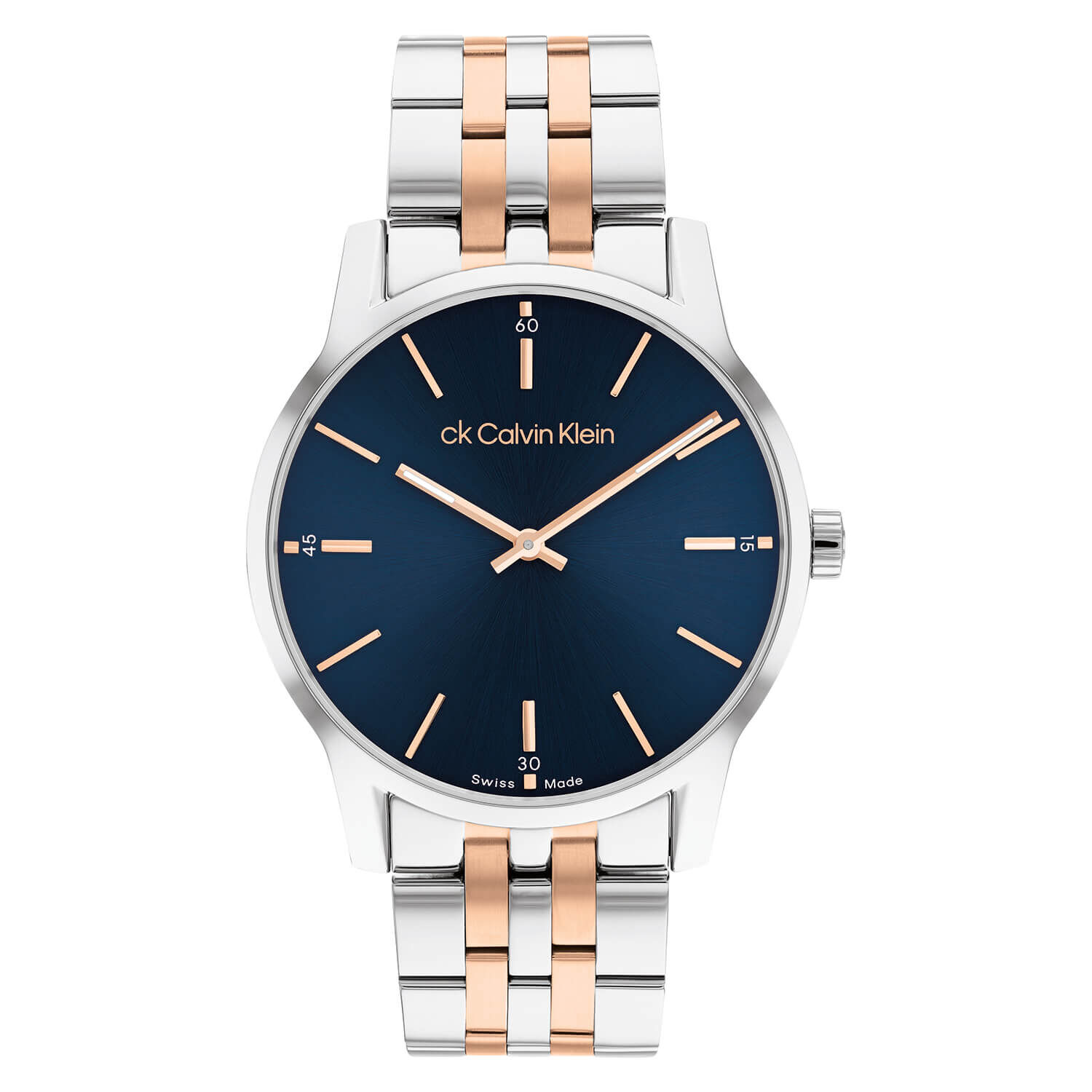Blue and silver watch top