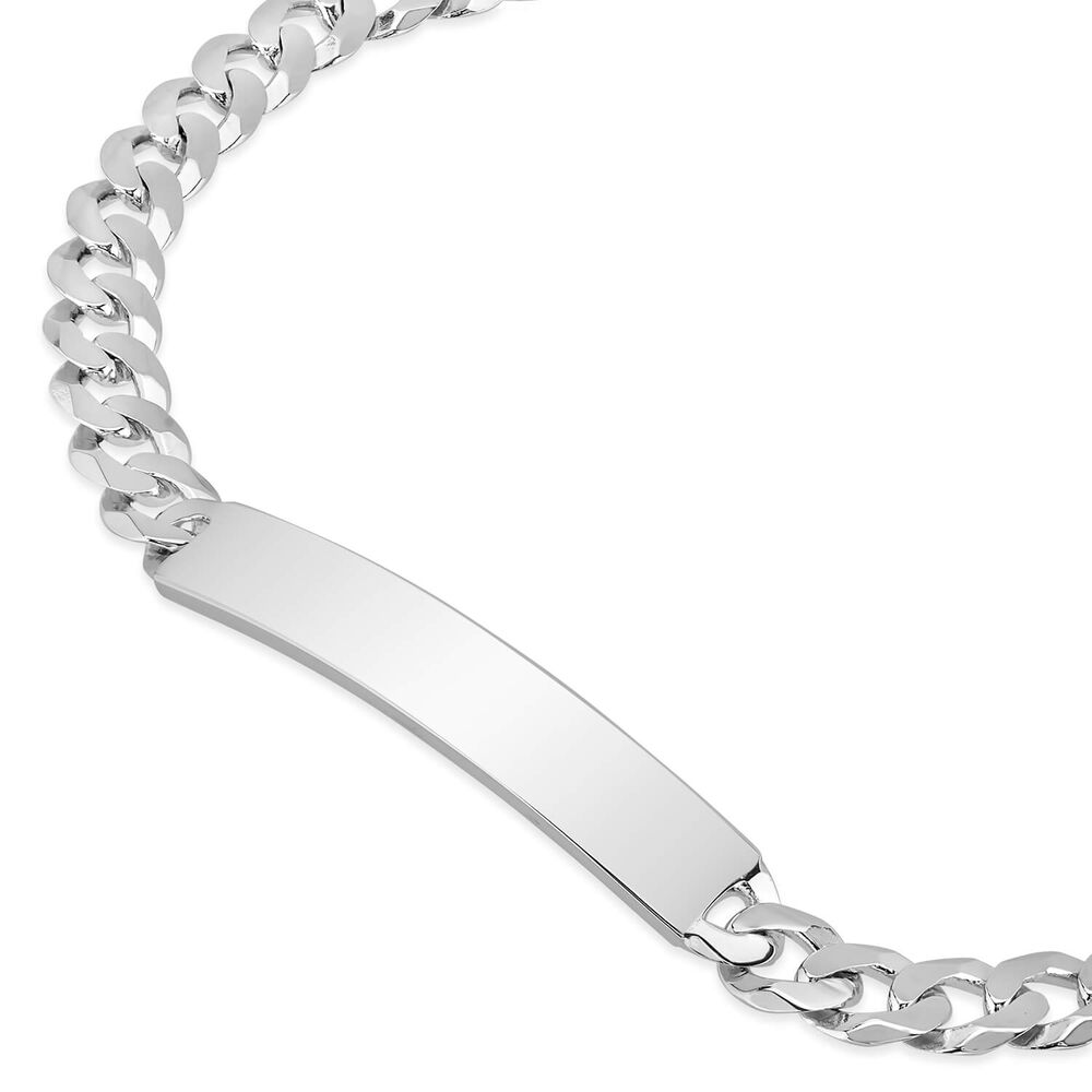 Sterling Silver Curb Link Mens Identity Braclelet image number 1