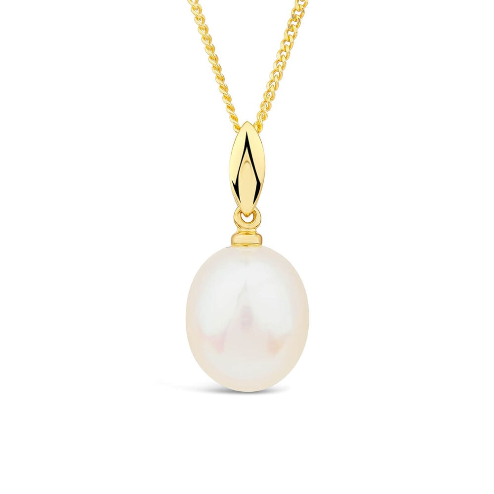 9ct Yellow Gold Oval Freshwater Pearl Classic Pendant