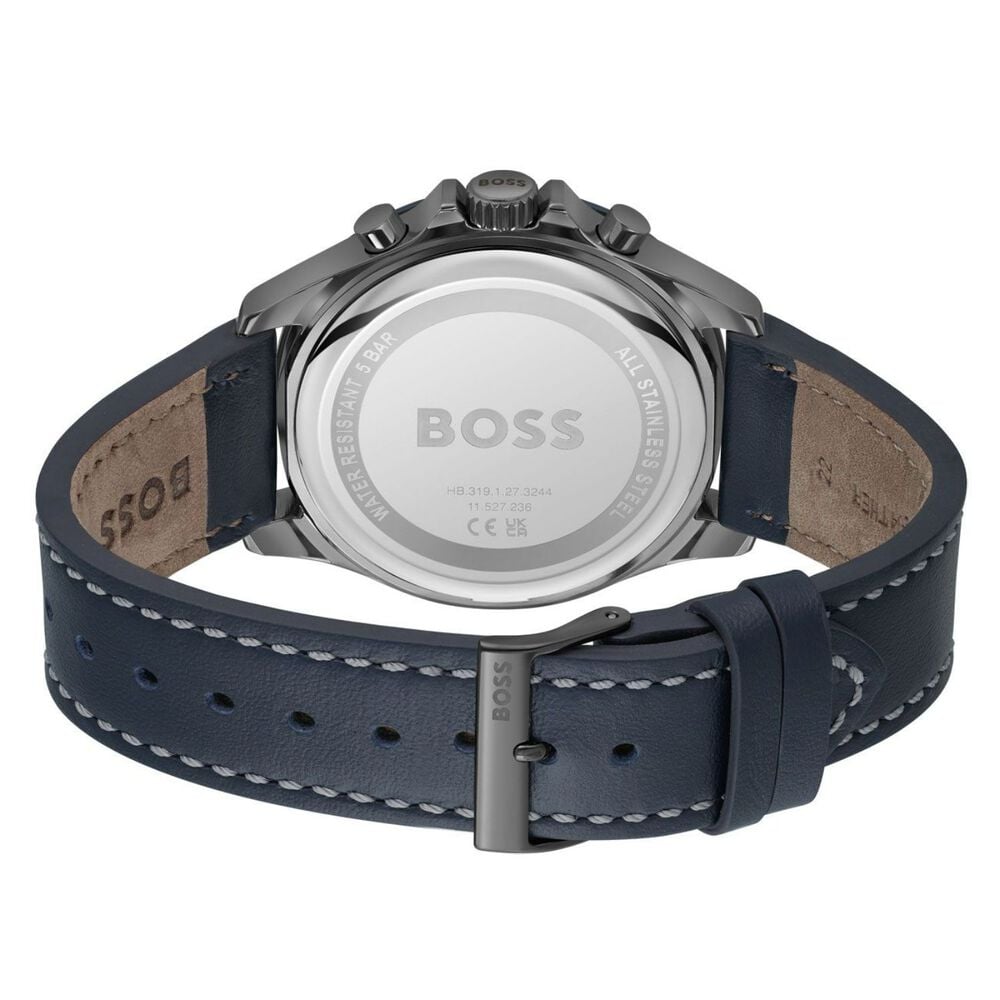BOSS Troper 44mm Blue Chronograph Dial Grey IP Case Blue Strap Watch image number 2