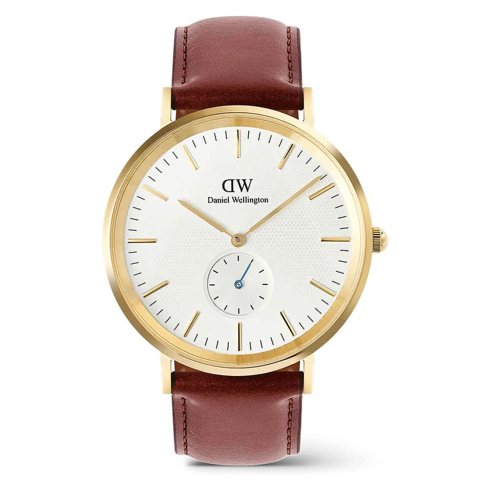 Daniel Wellington Classic Multi-Eye St Mawes 40mm White Dial Brown Leather Strap Watch image number 0