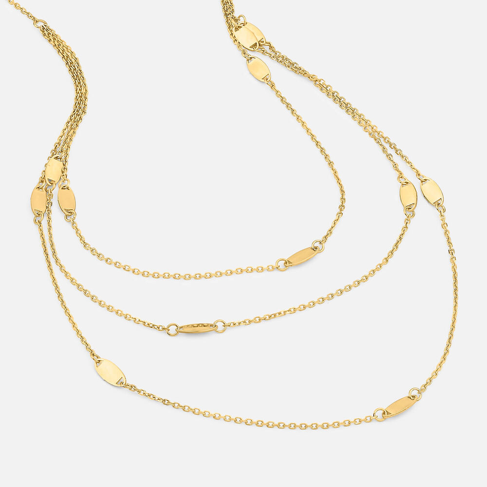 9ct Yellow Gold Three Strand Oval Polished Discs Necklet