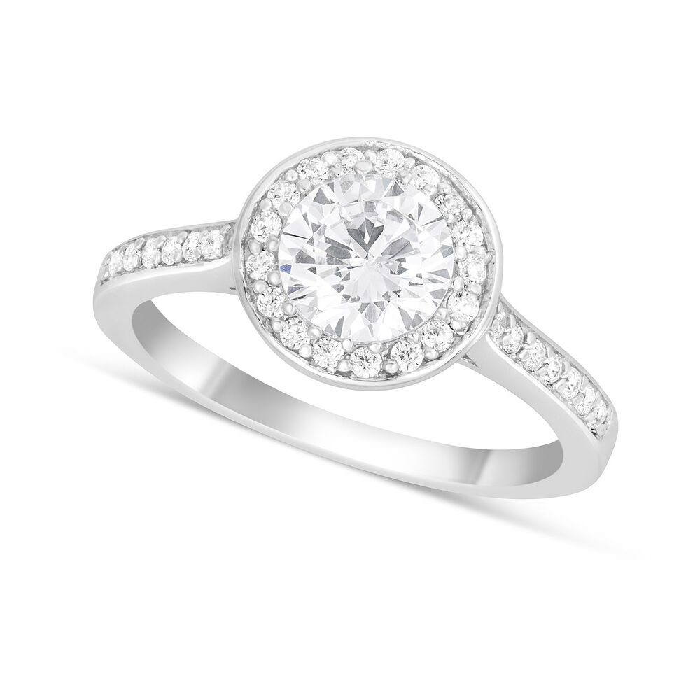 Ladies Sterling Silver Cubic Zirconia Halo Ring