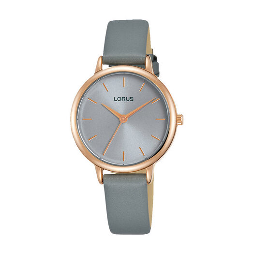 Lorus Rose Gold & Grey Leather 28mm Ladies' Watch