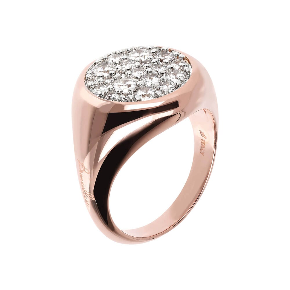 Bronzallure Altissima 18ct Rose Gold-Plated Crystal Pave Ring