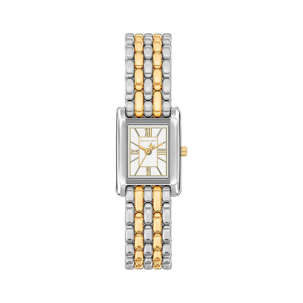 Michael Kors Petite Essex 20x27mm White Dial Two Tone Stainless Steel Bracelet Watch