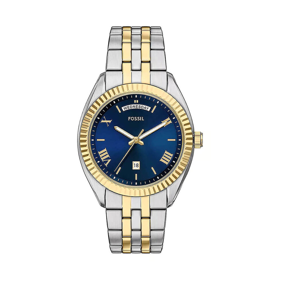 Fossil Campbell 42mm Blue Dial Two Tone Stainless Steel Bracelet Watch image number 0