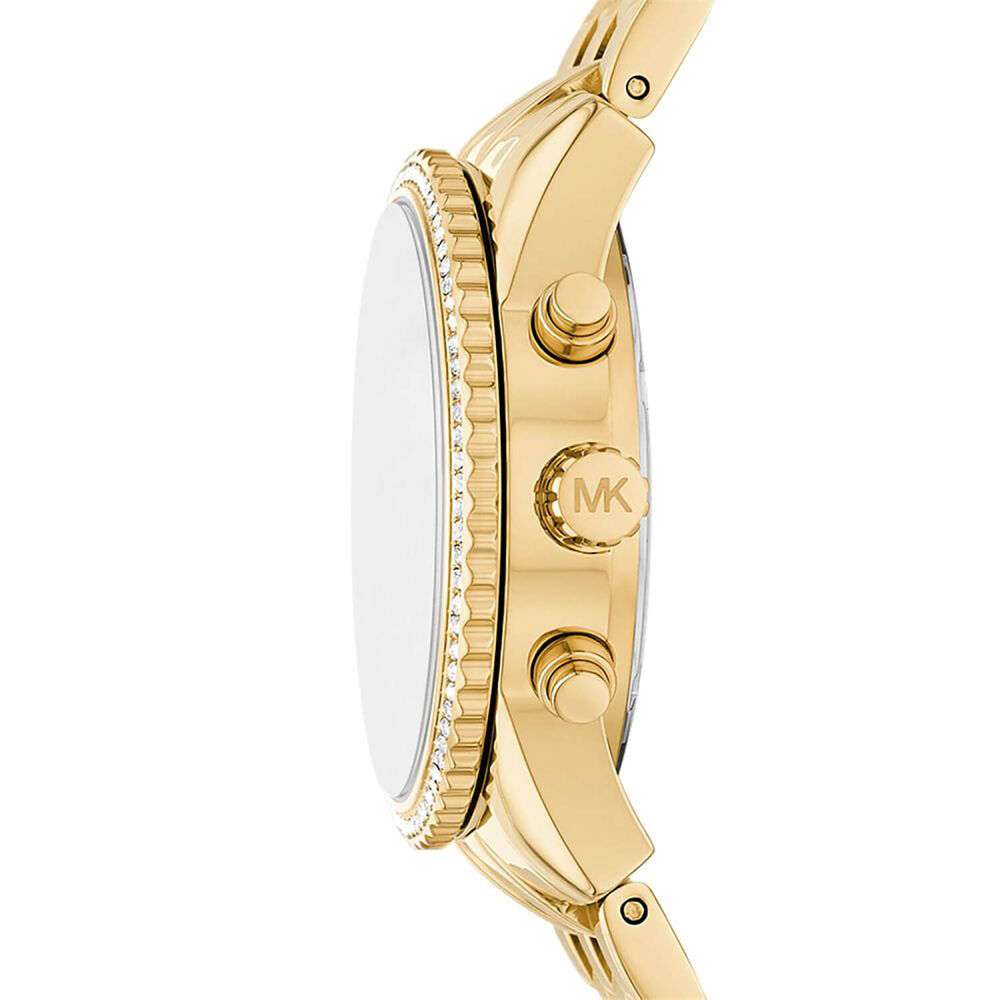 Michael Kors Mini Ritz 35mm Gold Dial Pavé Bezel Stainless Steel Bracelet Watch image number 1