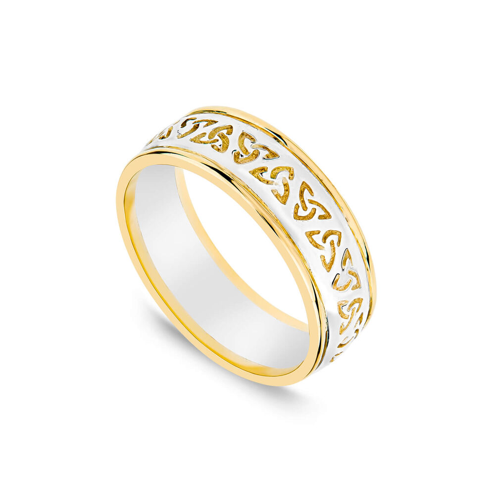 Sterling Silver & 10ct Rims Trinity Knot Band Ring