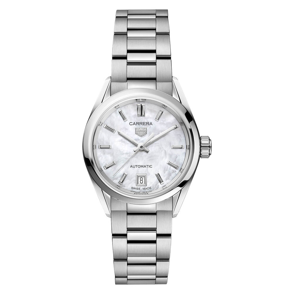 TAG Heuer Carrera 29mm Mother of Pearl Dial Steel Case Bracelet Watch